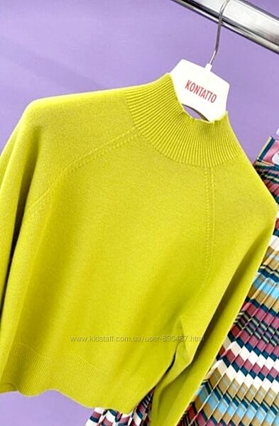 KONTATTO стильный яркий итальянский свитерок, цвет лайм ИТАЛИЯ 