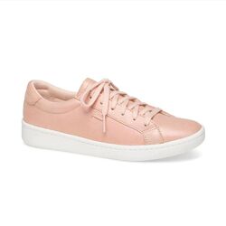 Кожаные розовые кроссовки, кеды пудровые, персиковые фирмы keds