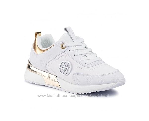 Женские белые с золотым кроссовки guess marilyn