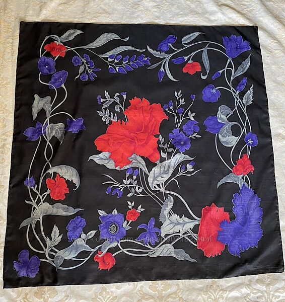 Тайский шелковый платок из дикого шелка, ручная роспись, роуль. Таиланд
