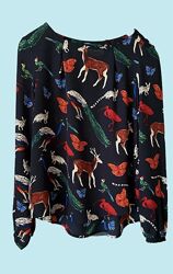 HOLLY WHYTE брендовая красивая шифоновая блузка в животном принте