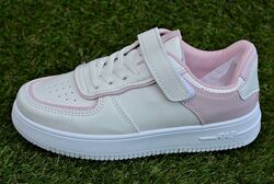 Детские кроссовки кеды аля nike air force для девочки белые розовые р34 22 
