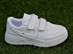 Белые детские кроссовки кеды на липучках аналог Nike р26-27