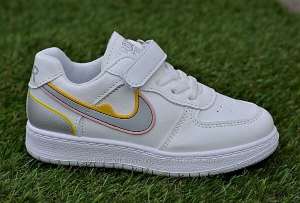 Кроссовки детские кеды аналог Nike найк на мальчика белые серый 27-29