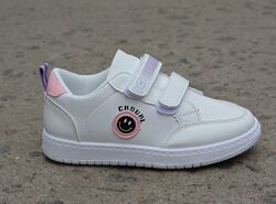 Белые розовые детские кроссовки Ashiguli на липучках для девочки р32-36