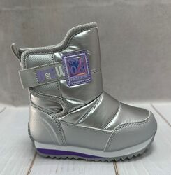 Дитячі зимові чоботи дутики Apawwa срібло р23-р28