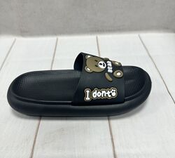 Модні дитячі шльопанці Luck Line bear чорні  30-35