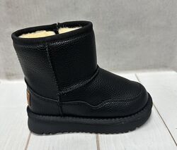 Зимові дитячі Ugg Paliament  уггі екошкіра  чорні 27-32