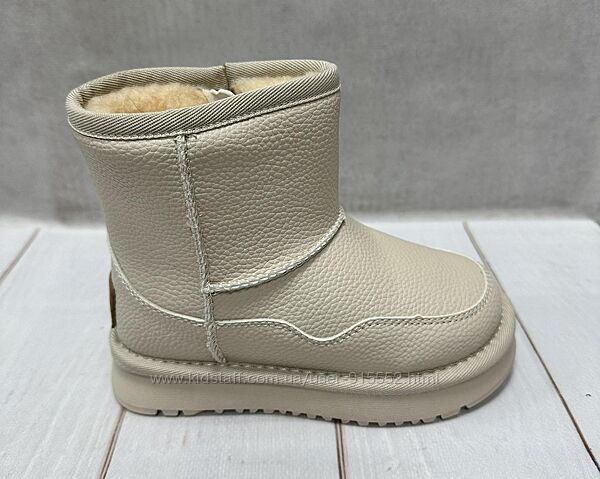 Зимові дитячі Ugg Paliament уггі екошкіра бежеві 27-32