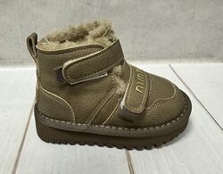 Зимові дитячі Ugg BBT уггі екошкіра хакі 21-25