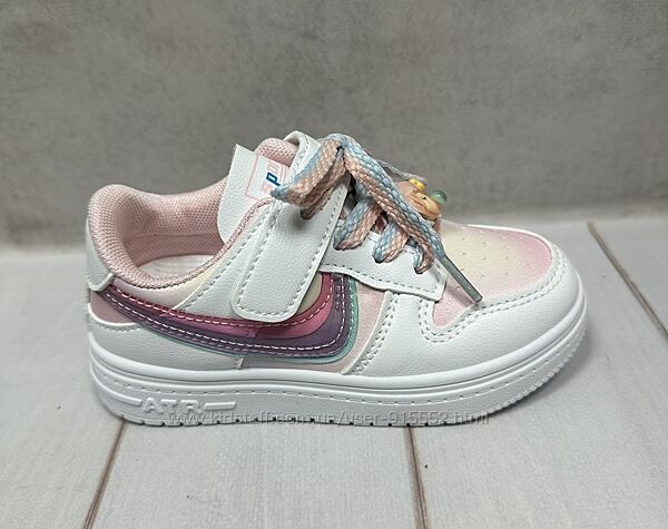 Весняні дитячі кросівки для дівчинки Tom. M 25-30 білий/рожевий