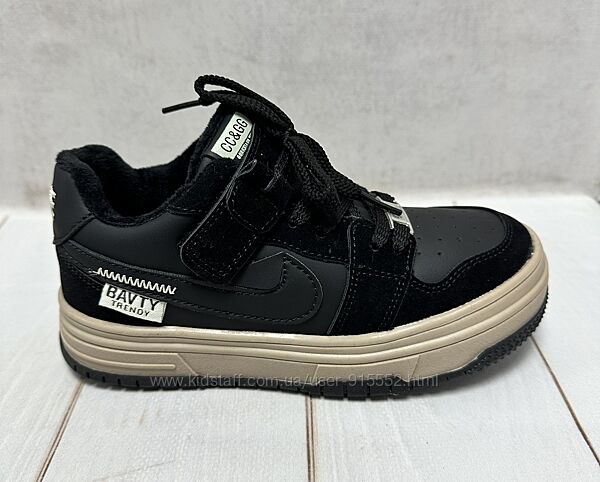 Демісезоні дитячі кросівки Bessky на флісі чорні 32-36