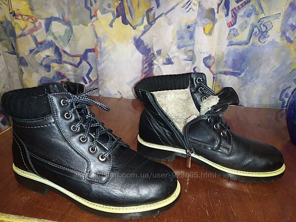 Женские зимние кожаные ботинки с мехом - Mida 24368 - 39 размер