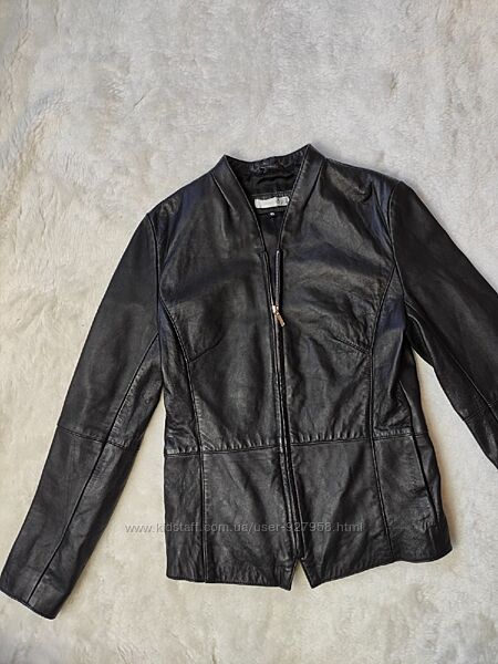 Черная натуральная кожаная куртка кожаный пиджак жакет на молнии с замком ж