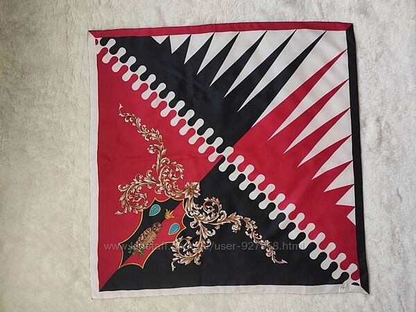 Атласный шелковистый квадратный большой платок с принтом рисунком сова венз
