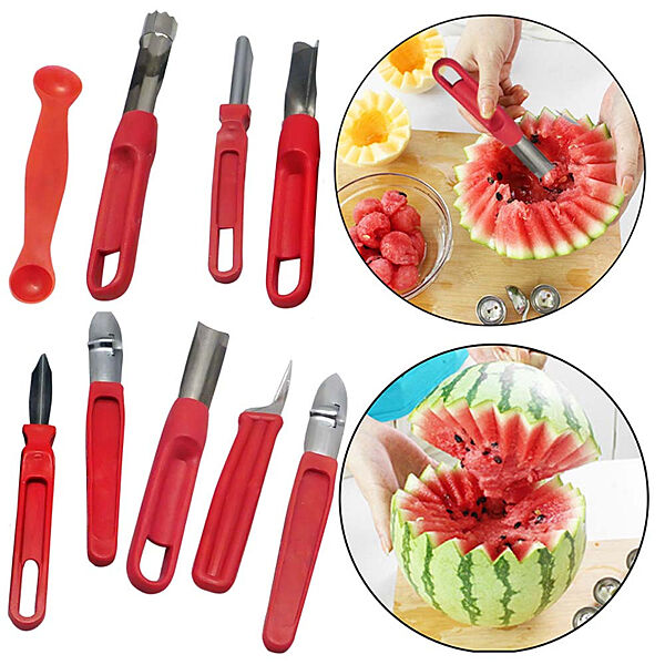 Набор ножей для карвинга резьба по овощам 8 штук пластмассовая ручка, стальное лезвие  ложка-нуазетка