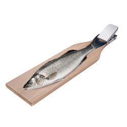 Доска разделочная для чистки рыбы с зажимом из бука 48х14 см Wood&Steel