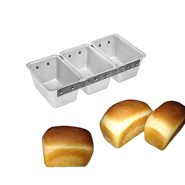 Форма тройная хлебная для выпечки бородинского хлеба 11Д алюминий 17.5x12x9 см