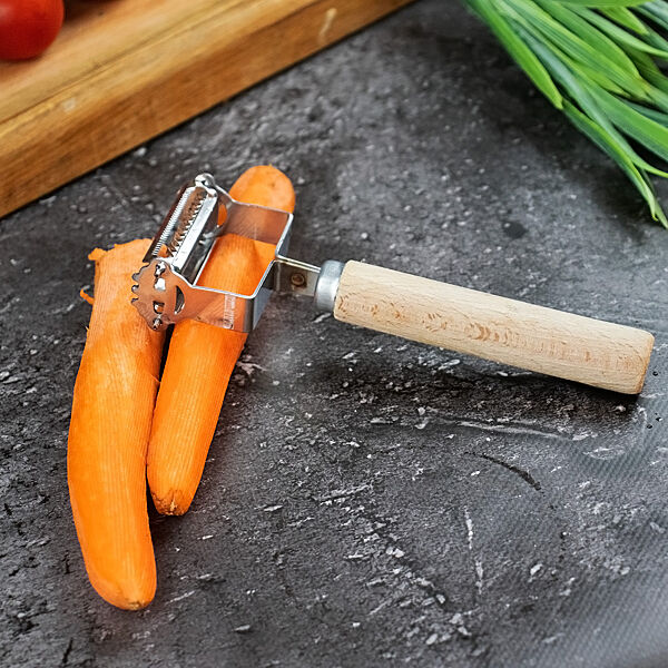 Овощечистка экономка  шинковка для овощей и корейской морковки стальная двухсторонняя 17 см