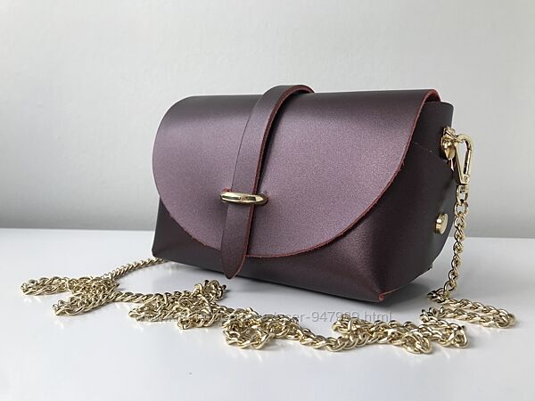 Кожаная изящная сумочка мини кроссбоди 29323 Италия фиолетовая