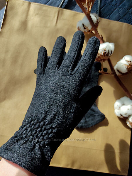 Жіночі чорні рукавички з домішкою вовни мякі перчатки Answear Lab