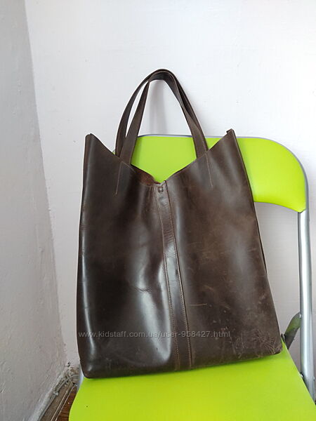 Елітна велика шкіряна сумка шопер vintage натуральна шкіра