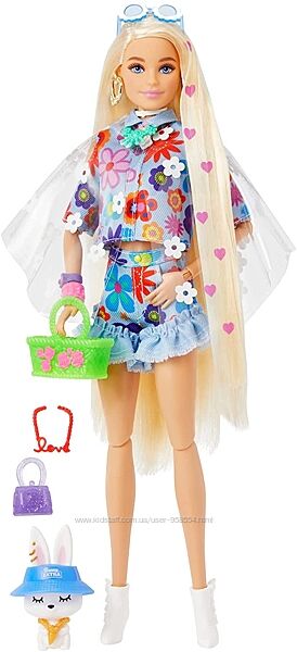 Кукла барби блондинка экстра с кроликом Barbie extra 12 with bunny