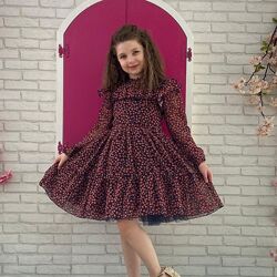 Нарядные платья с цветочным принтом для девочек на 2,3,4,5,6 лет