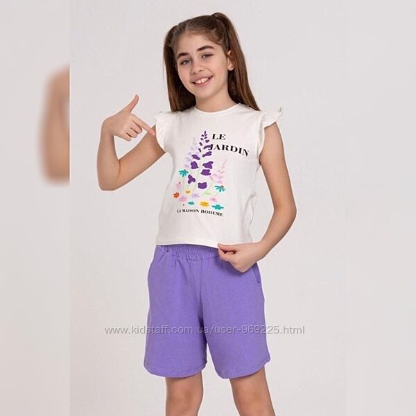  Летние костюмы футболки и шорты для девочек на 7 лет