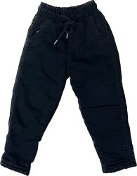 Теплые черные джинсы с подкладкой из эко меха для мальчика