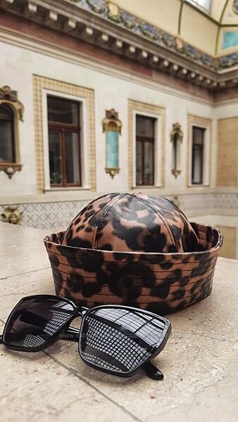 Жіноча папайка, берет, головний убір sailor hat, , капелюх, леопардовий