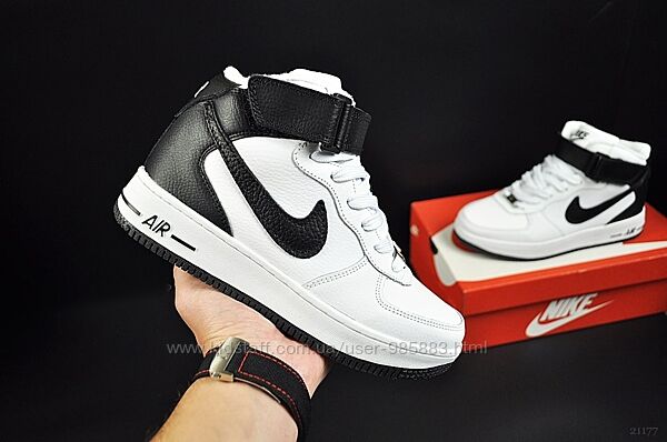 Кросівки Nike Air Force 1 термо білий з чорним р 37 38 39 