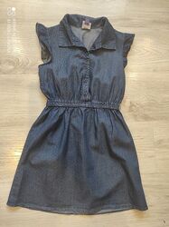Летнее платье легкий джинс-коттон, размер 10-12 лет