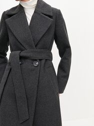 Стильное базовое серое пальто миди Reserved. Размер uk14/ eur42.