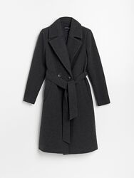 Стильное базовое серое пальто reserved. размер uk14/ eur42.