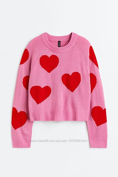 Женская кофта джемпер свитер сердечки H&M