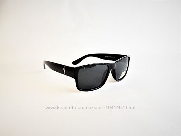 Мужские солнцезащитные очки Polo черные глянцевые с поляризацией