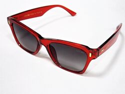 Женские солнцезащитные очки Celine черные с красным узкие