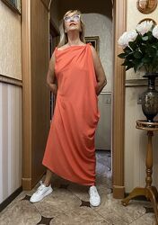 Крутое натуральное платье zara очень оригинального фасона, 46-48