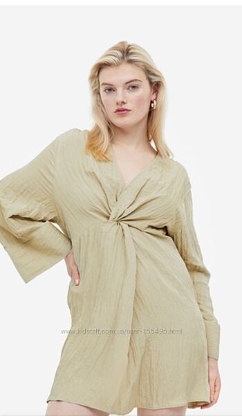 Платье из фактурной ткани с узлом впереди, H&M, 46-48