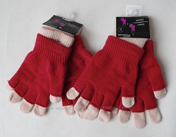 Женские или подростковые трикотажные перчатки митенки terranova италия