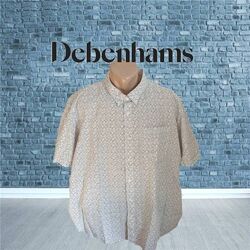 Debenhams Красивая мужская рубашка короткий рукав хлопок в принт 2XL 
