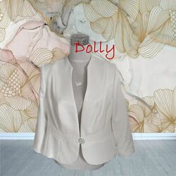 dolly  нарядный женский пиджак цвета шампань 3/4 рукав польша