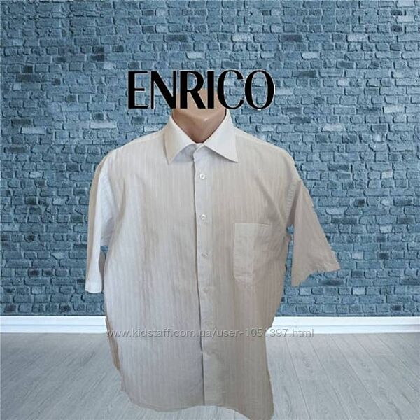 Enrico Рубашка мужская короткий рукав белая в полоску L 41-42 