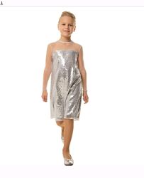 Платье сукня нарядное Yumster, серебристое, с пайетками, 158 р.