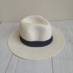 Капелюх солом&acuteяний білий, широкі поля, соломенная шляпа ковбойка літня пляж