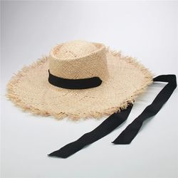 Капелюх соломяний літній, капелюх пляжний солом&acuteяний, широкі поля і бахрома