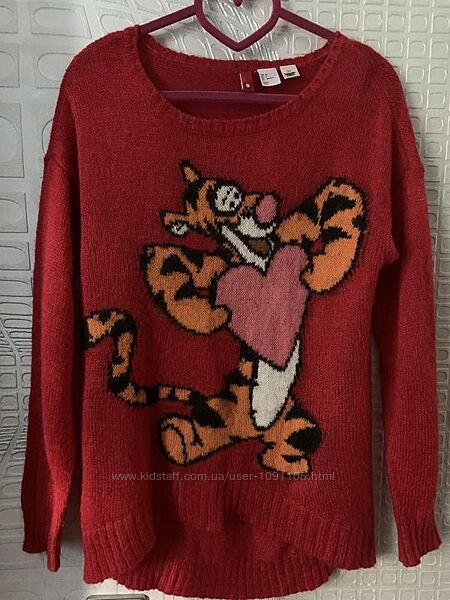 Яскравий светр з додаванням вовни с тигрой від h&m/disney