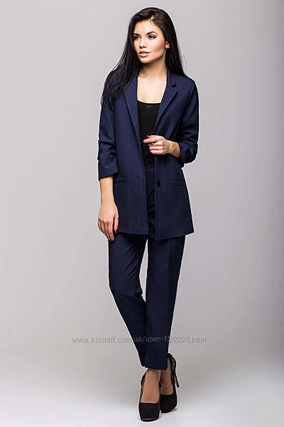 Женский брючный костюм, темно синего цвета