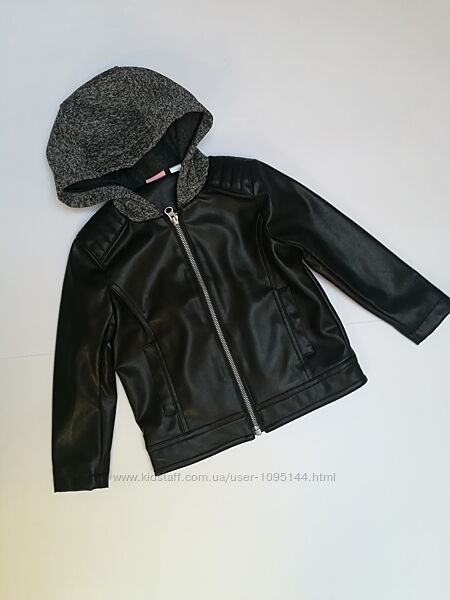 Шкіряна курточка з капюшоном фірми Lupilu розмір 104 3-4 роки. 